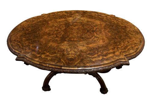 Walnut and Burr-walnut Oval Centre Table C1860