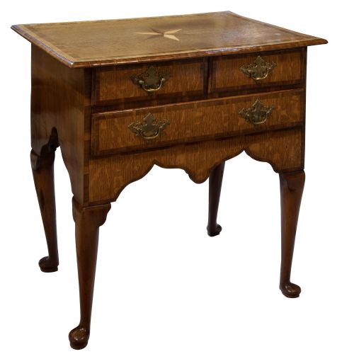 18thc Scandinavian Oak and Walnut Lowboy.