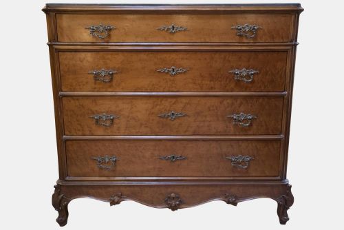 An Italian Marble Topped Amboyna Commode