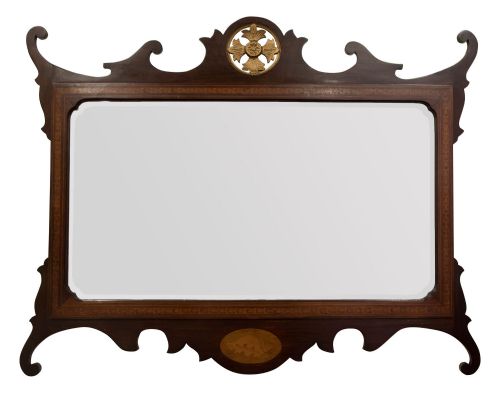 Edwardian Period Mahogany & Inlaid Wall Mirror