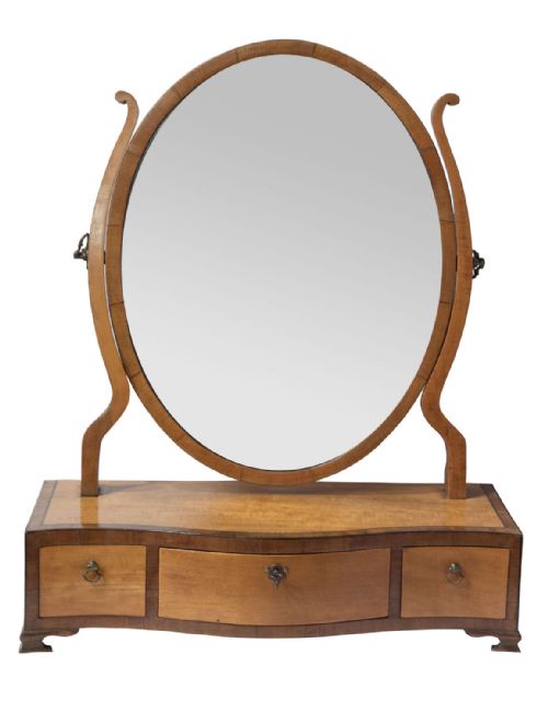 Satinwood Oval Dressing Table Mirror C1800