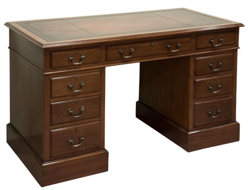 Edwardian Walnut 9 Drawer Pedestal Desk C1905
