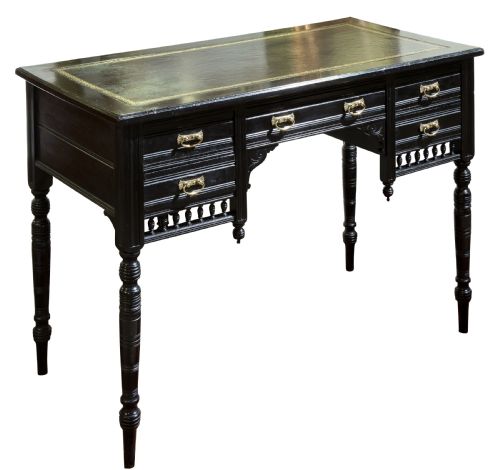 Aesthetic Period Ebonised Writing Table by James Shoolbred & Co