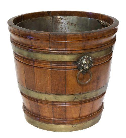 Brass Bound Coopered Mahogany Pail