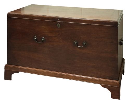George III Mahogany Storage Chest with Bronze Handles