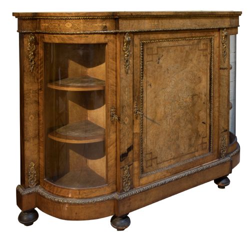 Victorian Inlaid Walnut & Bow-ended Credenza C1860
