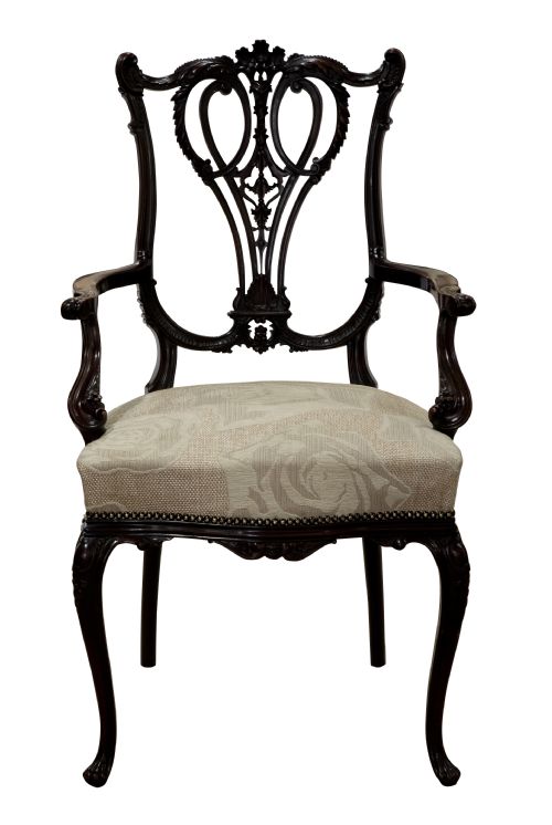 Chippendale Revival Mahogany Carved Arm Chair C1890