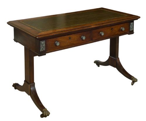 19thc Writing Table with Tooled Leather Top