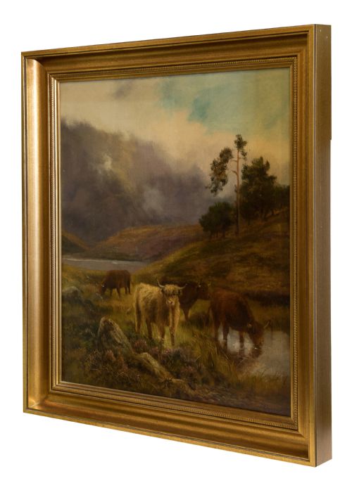 Oil on Canvas of Highland Cattle by Daniel Sherrin 19thc
