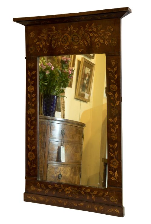 19thc Mahogany Dutch Marquetry Mirror