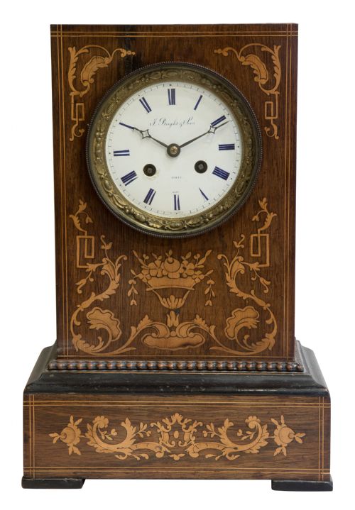 Rosewood Cased Mantel Clock Signed 'Potonie' Paris
