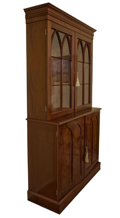 Gothic Style Mahogany Bookcase and Collectors Cabinet C1830