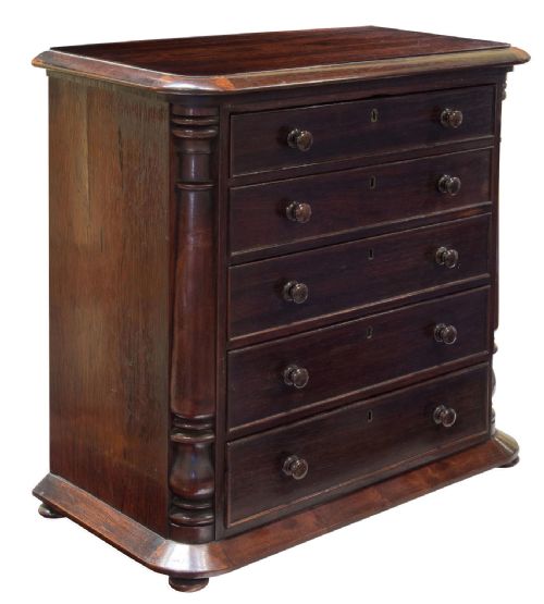 Mid 19thc Rosewood Miniature Chest of Drawers C1850