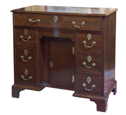 Striking George III Mahogany Kneehole Desk with Original Hardware