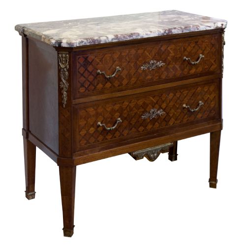 19thc French Mahogany & Parquetry Commode