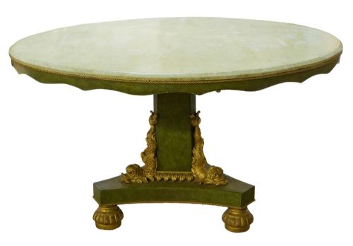 Green Vernis Martin & Gilded Decorated Circular Centre Table