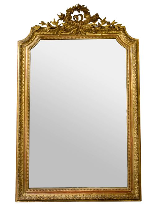 Gilded 19thc French Mirror in Louis Xvi Style