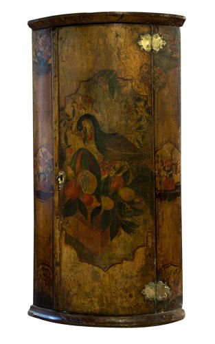 18thc Dutch Polychrome Painted Corner Cupboard