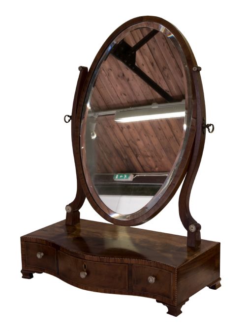 Mahogany Serpentine Oval Dressing Table Mirror