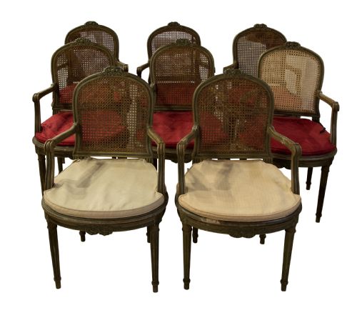 Set of 8 Painted Louis Xvi Style Elbow Chairs C1900