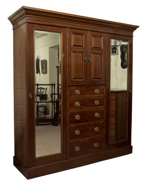 High Quality Edwardian Mahogany Inlaid Wardrobe