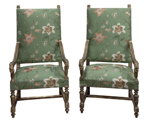 Pair of Distressed Gilt Framed Armchairs C1830-50