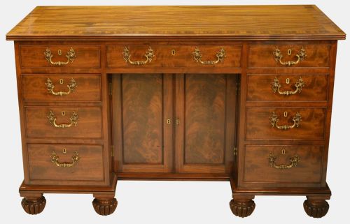 George III Cuban Mahogany Kneehole Desk Stamped Gillows of Lancaster