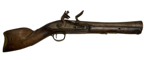 Iron Barrelled and Brass Mounted Ottoman Flintlock Blunderbuss Pistol