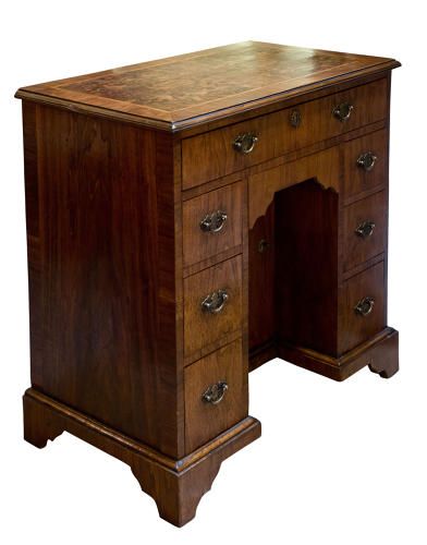 1930'S Burr Walnut Kneehole Desk
