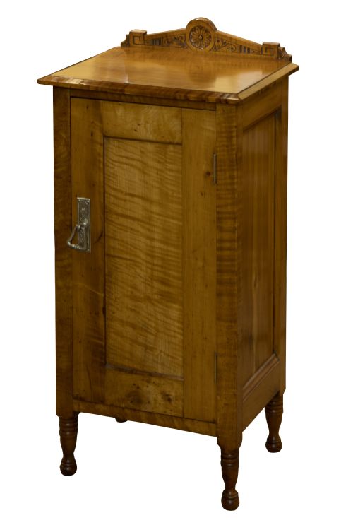 Late 19thc Maplewood Bedside Cupboard with Plated Handle