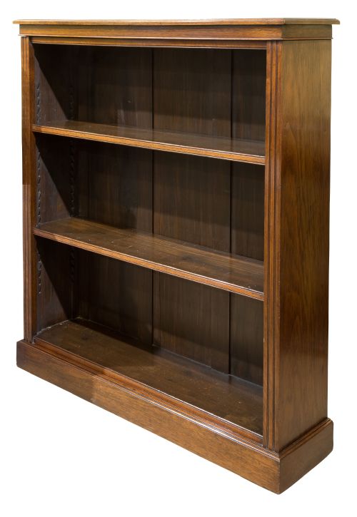 Useful 19thc Walnut Open Bookcase with Two Adjustable Shelves C1880