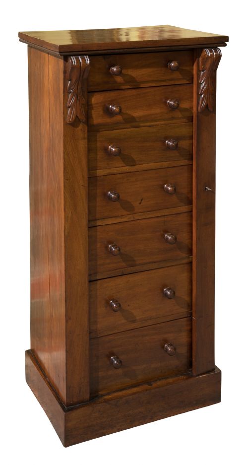 Small Mahogany Victorian Wellington Chest of Drawers