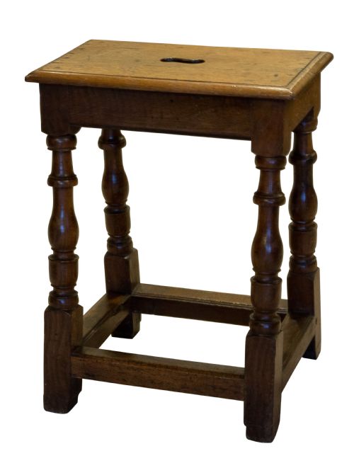 Late 18thc Oak Joined Stool of Unusual Height