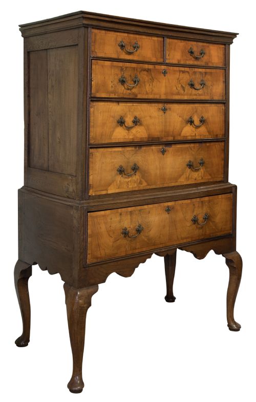 18thc Walnut & Oak Chest on Stand Supported on Cabriole Legs