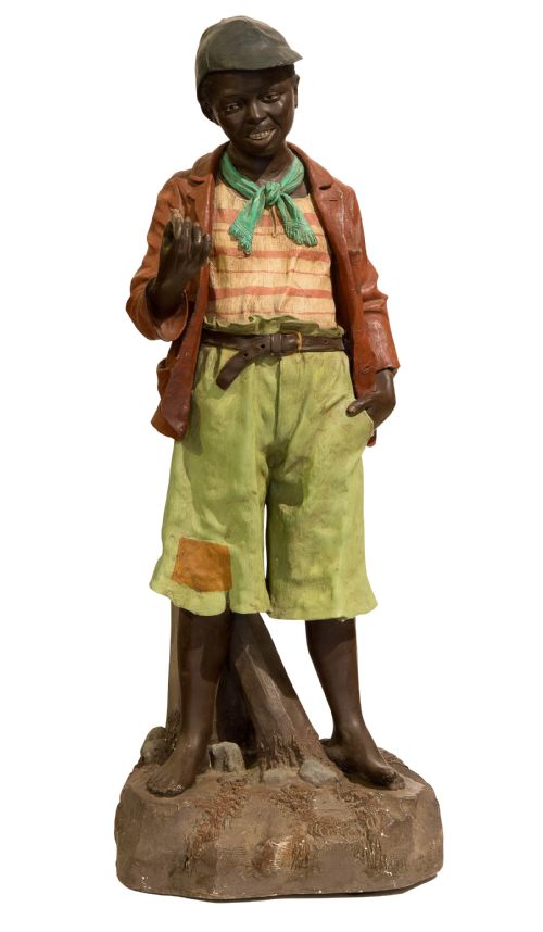 Fine Goldscheider Figure of a Young Boy with a Bird in His Hand C1885