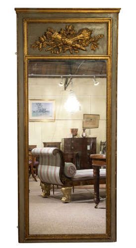 Early 19thc French Trumeau Mirror with Carved Decoration