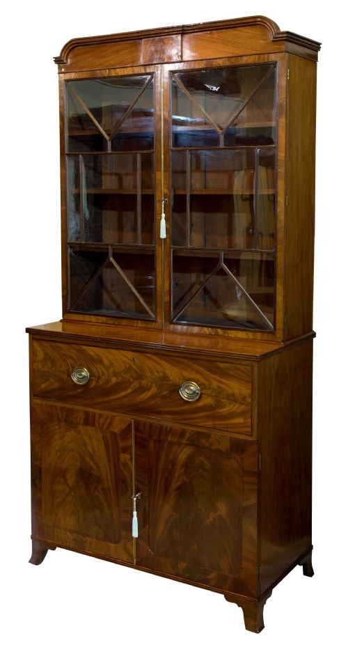 Good Regency Secretaire-bookcase with Astragal Glazed Top C1820