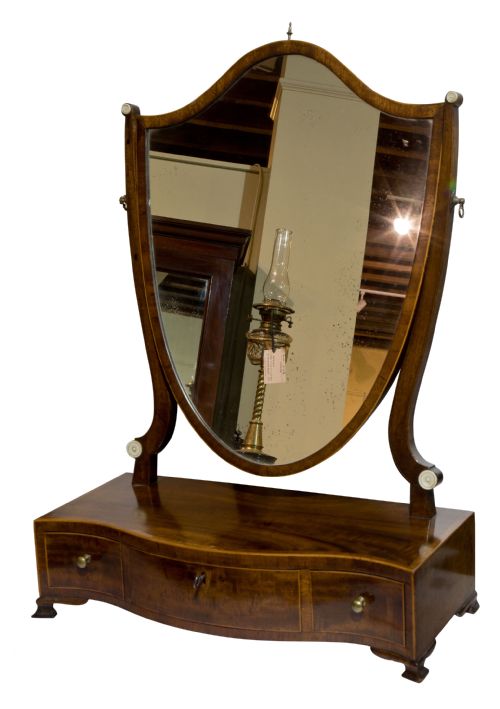 George III Mahogany Serpentine Front Toilet Mirror
