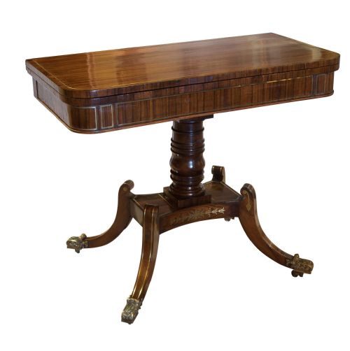 Regency Rosewood Brass Inlaid Card Table C1820