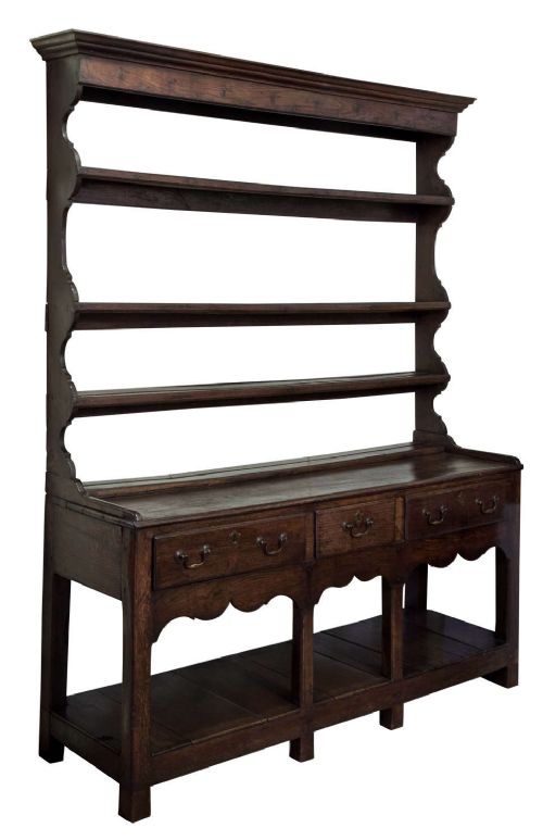 Georgian Oak Dresser with Open Plate Rack & Pot Shelf Below