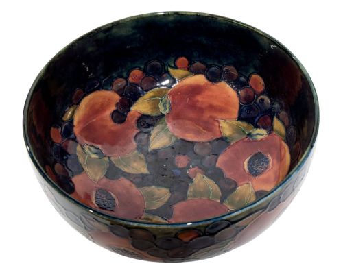 William Moorcroft 1920'S Pomegranate with Seeds 10 1/2" Bowl