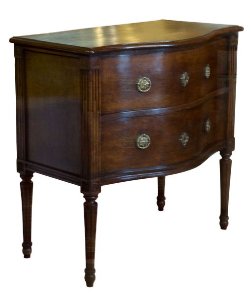 Small Dutch Oak Serpentine Chest of Drawers on Turned Fluted Legs