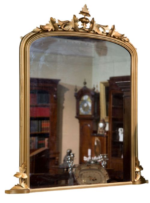English Victorian Carved & Giltwood Framed Overmantel Mirror C1860