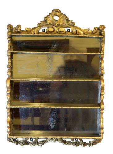 Early Victorian Gilt Hanging Waterfall Four Tier Wall Shelves