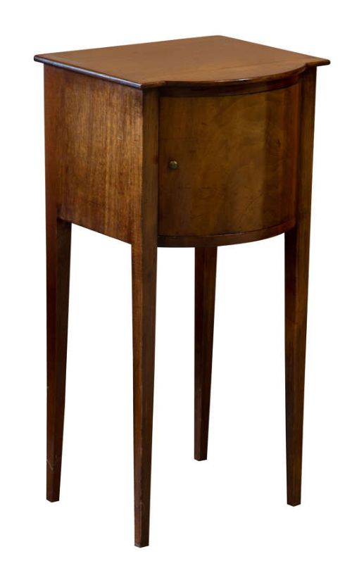 Small Mahogany Bow Fronted Bedside Cupboard on Square Tapered Legs