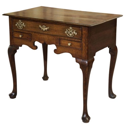 Georgian Oak Low Boy with Shaped Frieze Set on Cabriole Legs