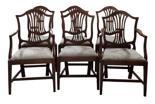 Set of Six Georgian Mahogany Shield Back Dining Chairs