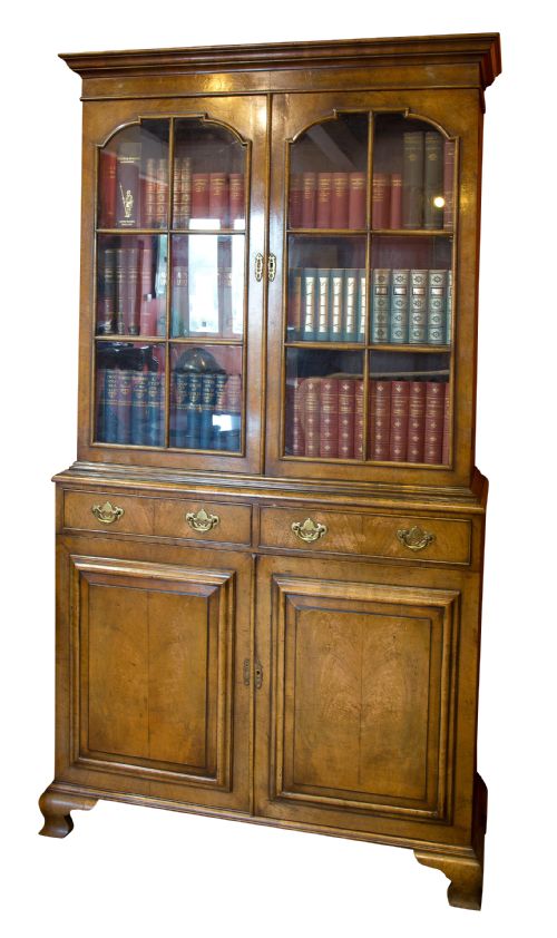 Good Figured Walnut Queen Anne Style Bookcase