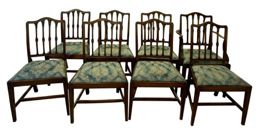 Set of 8 Mahogany Hepplewhite Style Dining Chairs