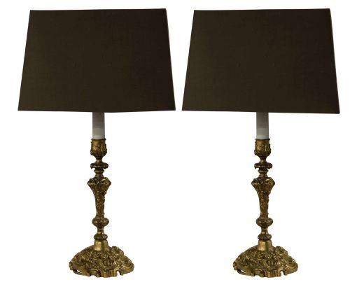 Pair of Ormolu Table Lamps in Louis Xv Style C1920